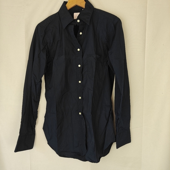 Ann Mashburn Button Up Boyfriend ShirtIn Navy Poplin Size Small Women's - Picture 8 of 16